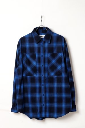 画像1: ekat エカット(UNISEX) PATCH POCKET CHECK SHIRT{-BEA}