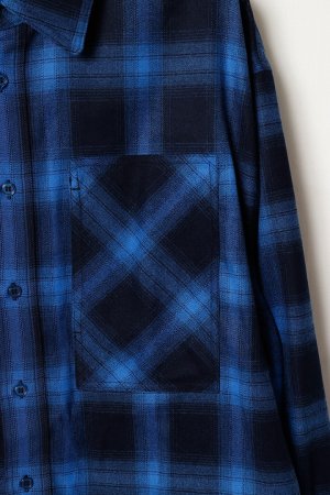 画像3: ekat エカット(UNISEX) PATCH POCKET CHECK SHIRT{-BEA}