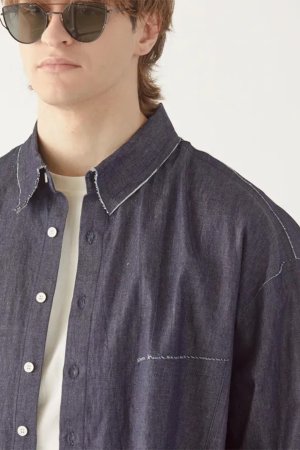 画像2: ekat エカット(UNISEX) CUT OFF DENIM SHIRT{-BFS}