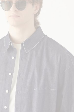 画像2:  {SOLD} ekat エカット(UNISEX) CUT OFF DENIM SHIRT{-BFS}