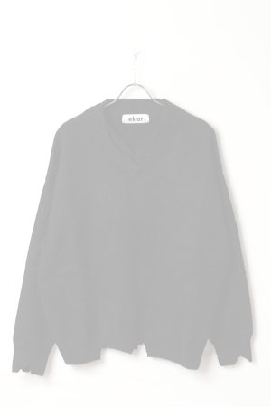 画像1:  {SOLD} ekat エカット(UNISEX) DAMAGE V NECK KNIT{-BEA}