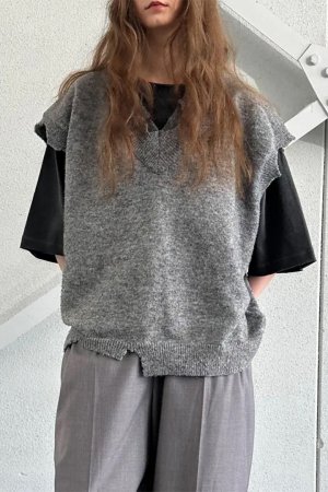 画像8: ekat エカット(UNISEX) DAMAGE LAYERED KNIT VEST{-BEA}