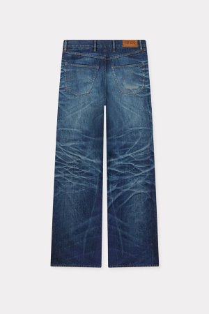 画像2: KENZO ケンゾー ターンアップ ワイド フィット ジーンズ ジャパニーズ デニム {-BEA}