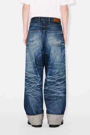 画像6: KENZO ケンゾー ターンアップ ワイド フィット ジーンズ ジャパニーズ デニム {-BEA}