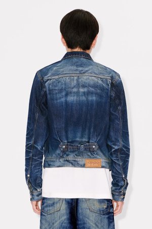 画像5: KENZO ケンゾー スリム プリーツ トラッカー ジャケット ジャパニーズ デニム{-BEA}