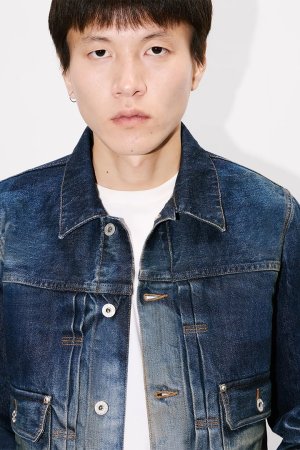 画像6: KENZO ケンゾー スリム プリーツ トラッカー ジャケット ジャパニーズ デニム{-BEA}