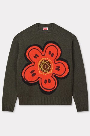 画像1: KENZO ケンゾー Kenzo x Futura 2000' エンブロイダリー ニット ウール ジャンパー{-BEA}