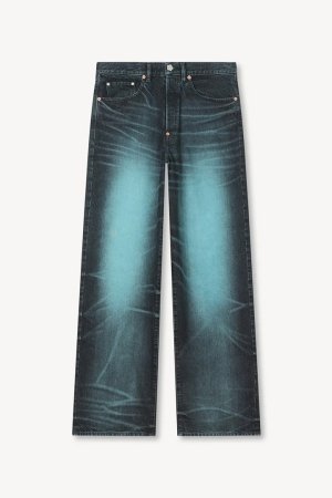 画像1: KENZO ケンゾー ターンアップワイド フィット ジーンズ イン ジャパニーズ デニム{-BFS}