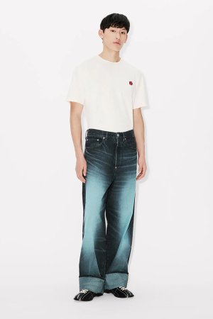 画像4: KENZO ケンゾー ターンアップワイド フィット ジーンズ イン ジャパニーズ デニム{-BFS}