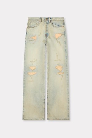 画像1: KENZO ケンゾー ターンアップ ワイド フィット ジーンズ イン ジャパニーズ デニム{-BFS}