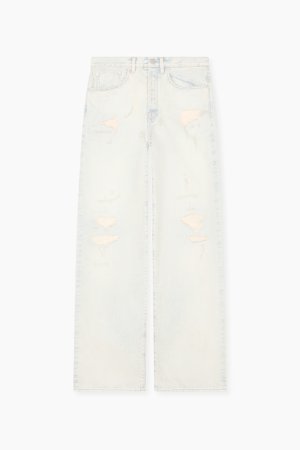 画像1:   KENZO ケンゾー ターンアップ ワイド フィット ジーンズ イン ジャパニーズ デニム {-BFS}  :FG55DP4246Q8-DB 