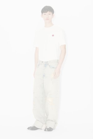 画像4:   KENZO ケンゾー ターンアップ ワイド フィット ジーンズ イン ジャパニーズ デニム {-BFS}  :FG55DP4246Q8-DB 
