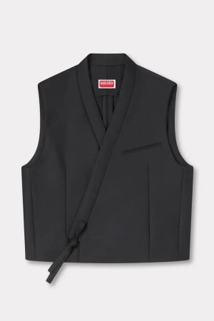 画像1: KENZO ケンゾー Kimono gilet in virgin wool and silk{-BFS}