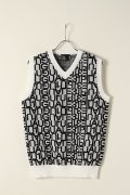 1PIU1UGUALE3 GOLF×S.KATAYAMA （片山晋呉プロ モデル）V-NECK BIG LOGO KNIT VEST{GRK020-POE207-10-BAA}