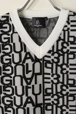 画像2: 1PIU1UGUALE3 GOLF×S.KATAYAMA （片山晋呉プロ モデル）V-NECK BIG LOGO KNIT VEST{GRK020-POE207-10-BAA}