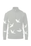 1PIU1UGUALE3 GOLF ウノピゥウノウグァーレトレ ゴルフ JACQUARD HALF-ZIP KNIT DANCING CRANE{-BFA}