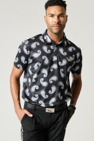 画像1: 【 ポイント10倍 】【24SS新作】1PIU1UGUALE3 GOLF ウノピゥウノウグァーレトレ ゴルフ S/S POLO PAISLEY{-BDS}