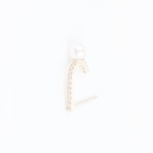 画像1:  {SOLD} Hirotaka ヒロタカ Diamond & Pearl Inner Hook Pierce(Yellow Gold){-BJS}
