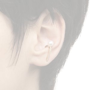 画像2:  {SOLD} Hirotaka ヒロタカ Diamond & Pearl Inner Hook Pierce(Yellow Gold){-BJS}