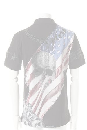 画像1:  {SOLD} PHILIPP PLEIN HOMME フィリッププレインオム polo 「american flag」{-AES}