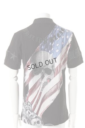 画像1: {SOLD}PHILIPP PLEIN HOMME フィリッププレインオム polo 「american flag」{-AES}