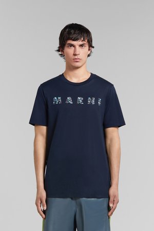画像1: 【24SS新作】MARNI マルニ オーガニックコットン製Tシャツ、Marniプリント入り{HUMU0198PQUSCW21FLB99-BDS}