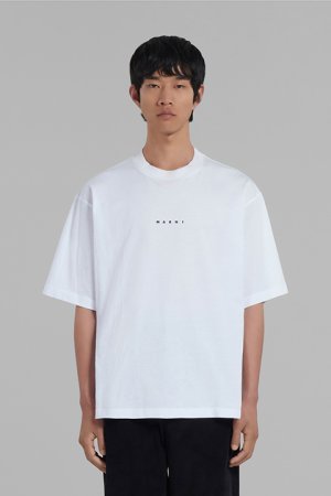 画像1: 【24SS新作】MARNI マルニ ロゴ入りオーガニックコットン Tシャツ(ボクシーフィット){HUMU0223P1USCS87LOW01-BDS}