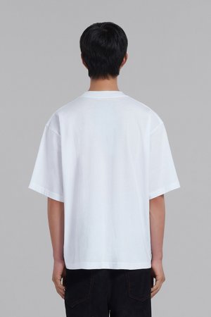 画像2: 【 30%OFF セール49,500円→34,650円】 MARNI マルニ ロゴ入りオーガニックコットン Tシャツ(ボクシーフィット){HUMU0223P1USCS87LOW01-BDS}