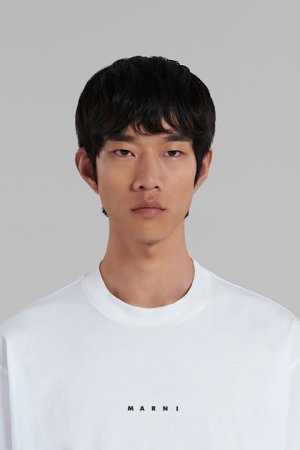 画像3: 【 30%OFF セール49,500円→34,650円】 MARNI マルニ ロゴ入りオーガニックコットン Tシャツ(ボクシーフィット){HUMU0223P1USCS87LOW01-BDS}