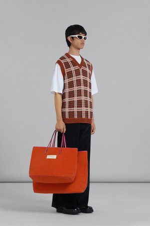 画像4: 【 30%OFF セール49,500円→34,650円】 MARNI マルニ ロゴ入りオーガニックコットン Tシャツ(ボクシーフィット){HUMU0223P1USCS87LOW01-BDS}