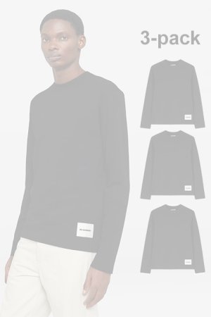 画像1:   JIL SANDER ジルサンダー 3枚パック L/S Tシャツ {J47GC0002-J45048-001BLK-BCS}  :J47GC0002-BLK 