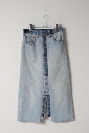 画像1: Jeanie Blue ジーニーブルー Button Fly Skirt{-BES}