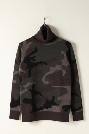 画像1: AKM エイケイエム CASHWOOL CAMO TURTLE NECK{-AEA}