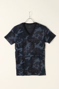 AKM エイケイエム THIN ITALY COTTON by EMILCOTONI S/S CAMO V-NECK{-AFS}{WS50}