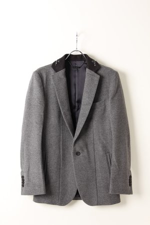 画像2: kiryuyrik キリュウキリュウ Casimmer Beaver Studs Collar Jacket{KI-HJ22-101STD-1GRY-AIA}