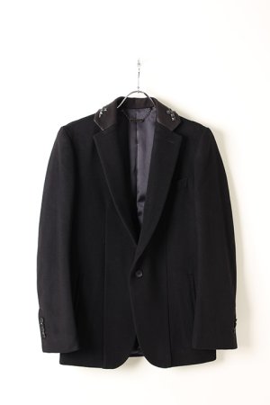 画像1: kiryuyrik キリュウキリュウ Casimmer Beaver Studs Collar Jacket{KI-HJ22-101STD-2BLK-AIA}