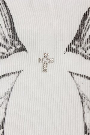 画像5: 【underbar 15th Exclusive】kiryuyrik キリュウキリュウ Drape Neck T-Shirts with Swarovski crystal{KX-HT13KAI-15UBCHO-1WHT-AFS}