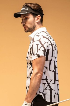 画像2: LUXEAKMPLUS リュクスエイケイエムプラス ゴルフ 総柄半袖ポロシャツ(吸水速乾){-BES}