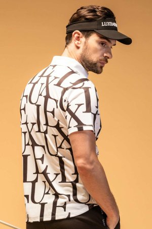 画像3: LUXEAKMPLUS リュクスエイケイエムプラス ゴルフ 総柄半袖ポロシャツ(吸水速乾){-BES}