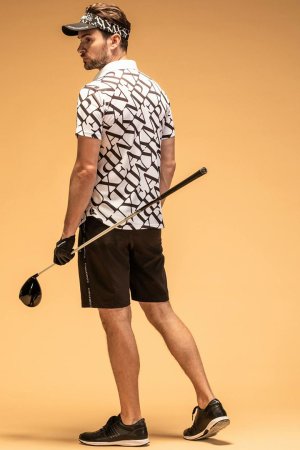 画像7: LUXEAKMPLUS リュクスエイケイエムプラス ゴルフ ダイアゴナルパターン半袖ポロシャツ(吸水速乾){-BES}