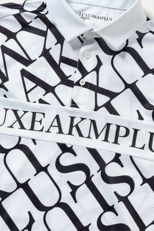 画像11: LUXEAKMPLUS リュクスエイケイエムプラス ゴルフ ダイアゴナルパターン半袖ポロシャツ(吸水速乾){-BES}
