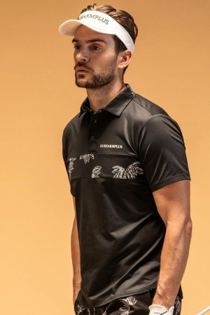 画像2: LUXEAKMPLUS リュクスエイケイエムプラス ゴルフ チェストパネル半袖ポロシャツ(吸水速乾 / UVカット){-BES}