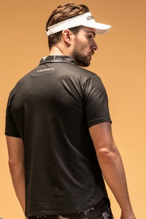 画像4: LUXEAKMPLUS リュクスエイケイエムプラス ゴルフ チェストパネル半袖ポロシャツ(吸水速乾 / UVカット){-BES}