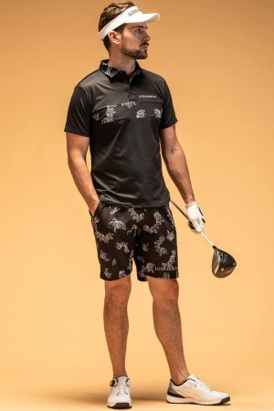 画像6: LUXEAKMPLUS リュクスエイケイエムプラス ゴルフ チェストパネル半袖ポロシャツ(吸水速乾 / UVカット){-BES}