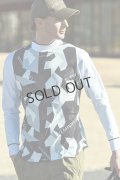 LUXEAKMPLUS リュクスエイケイエムプラス ゴルフ カモ柄モックネックロングTシャツ{-BDA}
