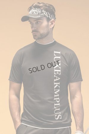 画像1: LUXEAKMPLUS リュクスエイケイエムプラス ゴルフ バーチカルロゴ半袖モックネックTシャツ(吸水 / UVカット){-BES}