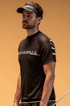 画像3: LUXEAKMPLUS リュクスエイケイエムプラス ゴルフ バックロゴ半袖モックネックTシャツ(吸水 / UVカット / 冷感){-BES}