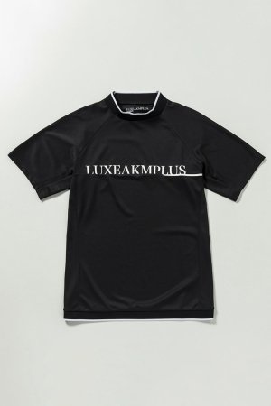 画像9: LUXEAKMPLUS リュクスエイケイエムプラス ゴルフ バックロゴ半袖モックネックTシャツ(吸水 / UVカット / 冷感){-BES}