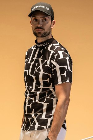 画像2: LUXEAKMPLUS リュクスエイケイエムプラス ゴルフ 総柄半袖モックネックTシャツ(吸水速乾){-BES}