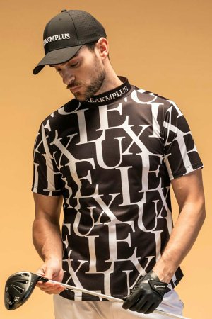 画像3: LUXEAKMPLUS リュクスエイケイエムプラス ゴルフ 総柄半袖モックネックTシャツ(吸水速乾){-BES}